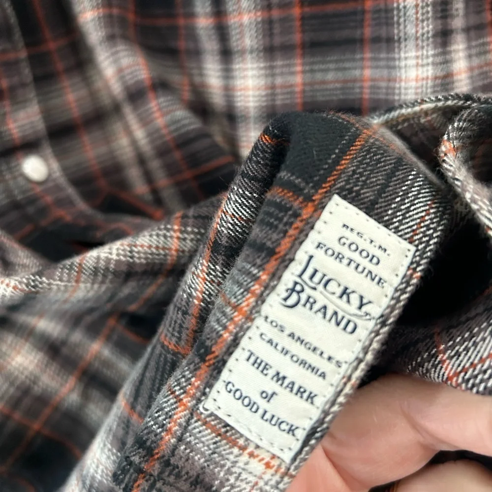 Banana Republic Western Button Down Pearl Snap Gray Plaid Shirt Men's Sz M Rodeo